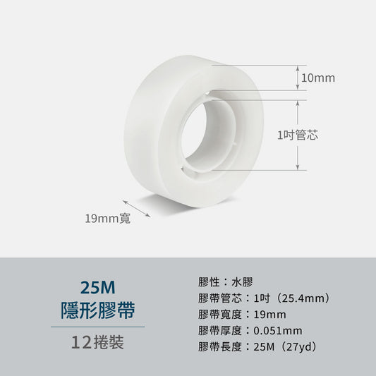 25M隱形膠帶(12捲)