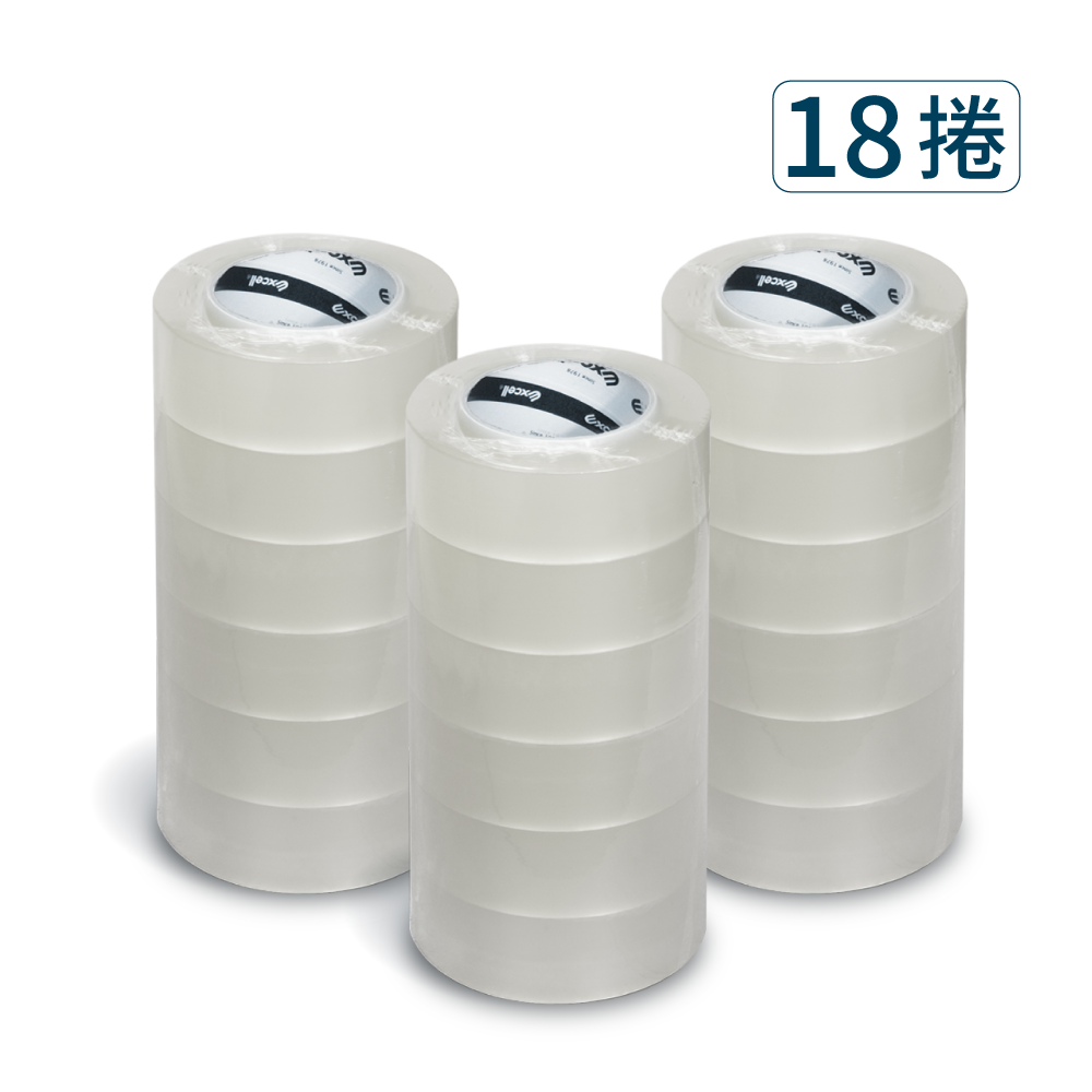 【Excell 臺灣非常】 高品質封箱工具 | 150M超黏透明封箱膠帶(18捲)商品圖