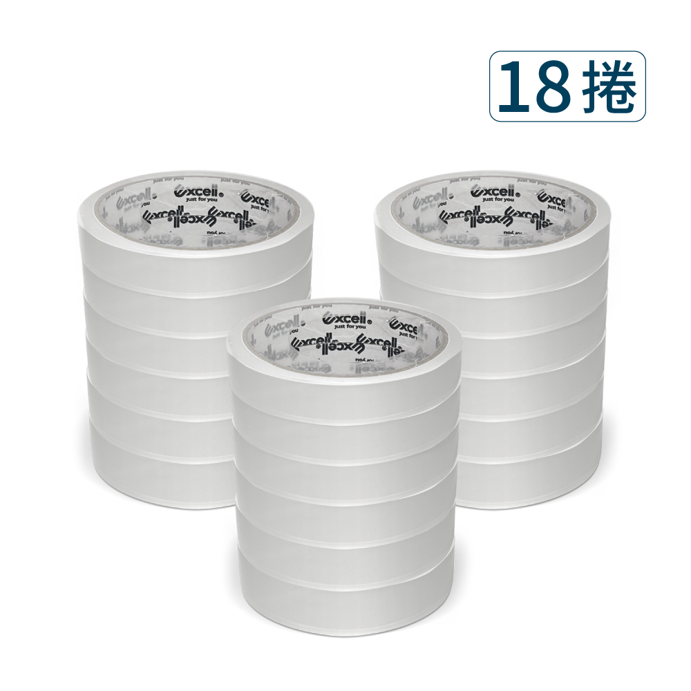 "Excell Factory Inc 高品質封箱膠帶台 | 36M超黏透明文具膠帶(18捲),產品圖