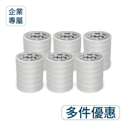 【Excell臺灣專業包裝工具】，超黏透明文具膠帶批發：18mm寬36M大捲辦公膠帶。環保無味水膠不黃變，多件優惠，企業量販包裝封箱工具。