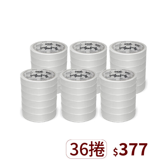 【Excell臺灣專業包裝工具】，超黏透明文具膠帶批發：18mm寬36M大捲辦公膠帶。環保無味水膠不黃變，36捲企業量販包裝封箱工具。