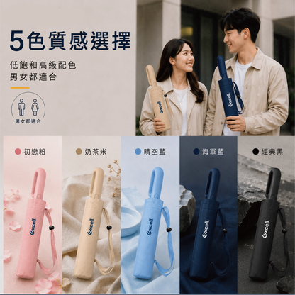 【Excell 臺灣非常】 高品質封箱工具 |  Excell反向扣環自動傘，奶茶米、晴空藍、海軍藍、經典黑、初戀粉，五色質感選擇