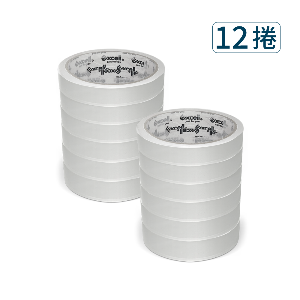 "【Excell 臺灣非常】 高品質封箱工具 | 36M超黏透明文具膠帶(12捲)，產品圖