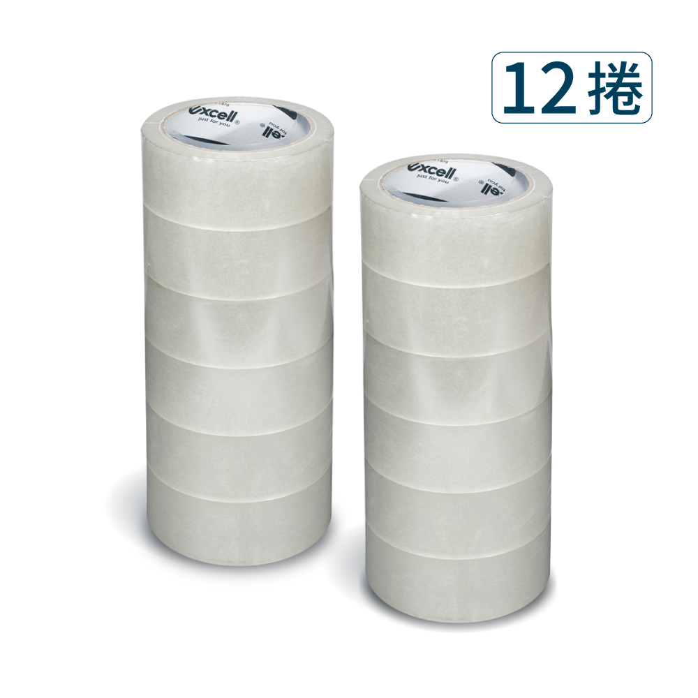 【Excell 臺灣非常】 高品質封箱工具 |  50M超黏透明封箱膠帶(箱購12捲)商品圖