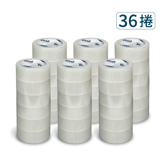 Excell Factory Inc 高品質封箱膠帶台 |  封箱膠帶50M超黏透明封箱膠帶(箱購36捲)，產品圖